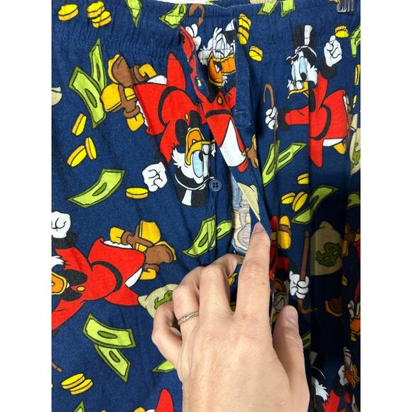 Disney Flannel Pants 4XL TALL Navy Scrooge McDuck Pockets Duck Sleep Villians - Picture 9 of 13